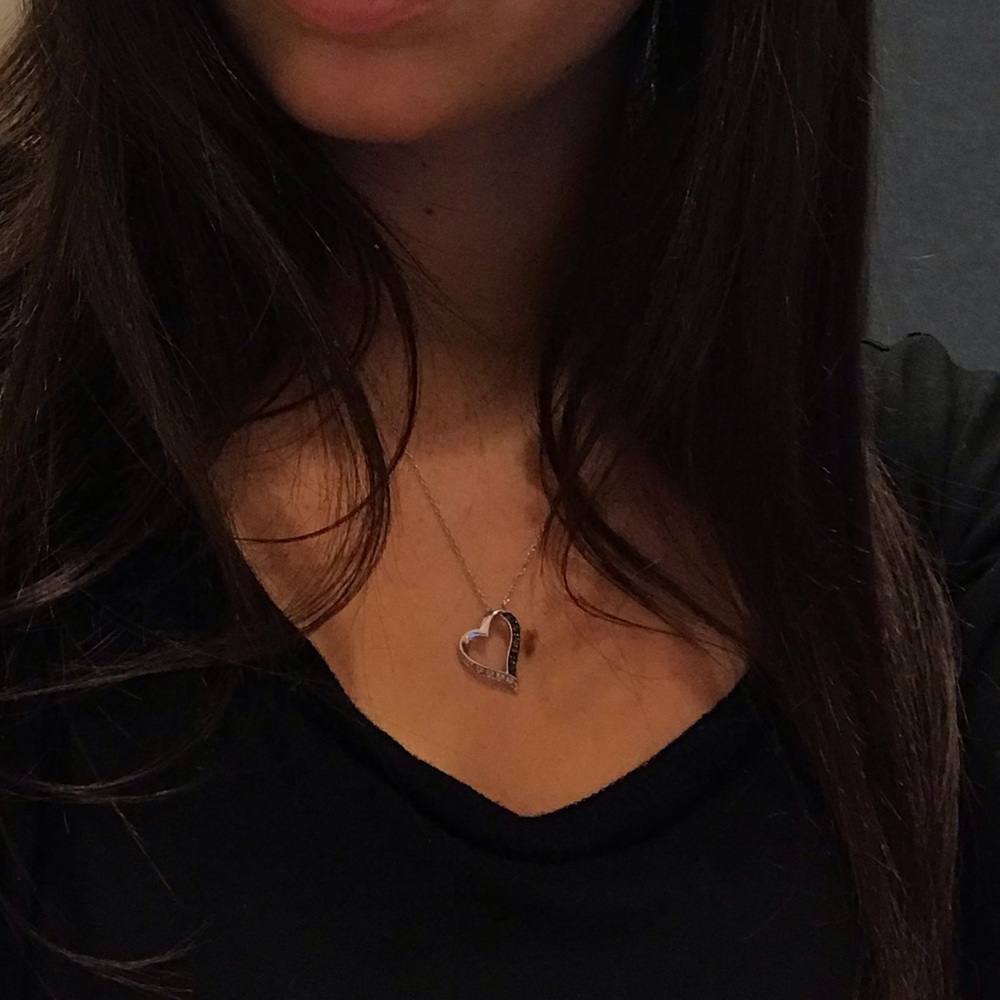 Black and silver heart necklace